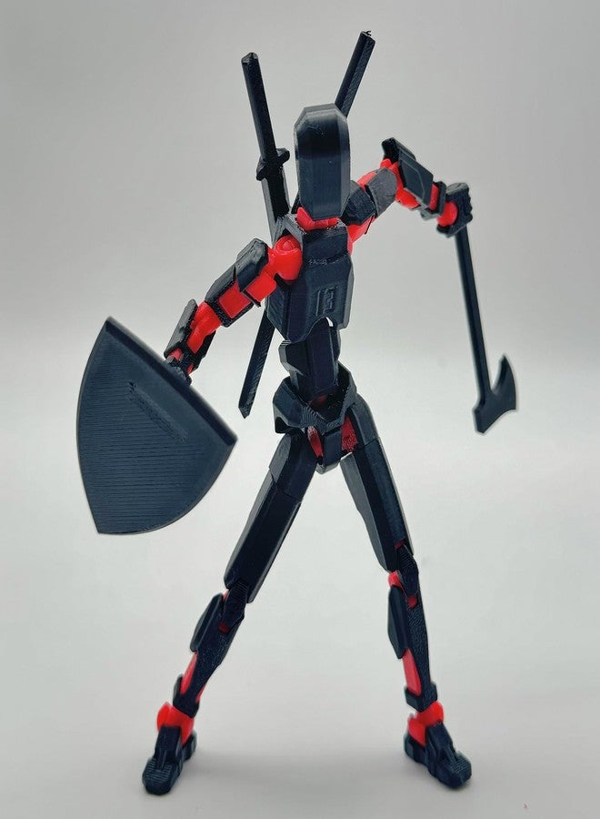 QAONIE (Assembly Completed) 3D Printed Figure 5.54-inch Dummy13 with Weapon Expansion Set, Full Body Mechanical Movable Toy, Desk Decoration. (Black) - Image 2
